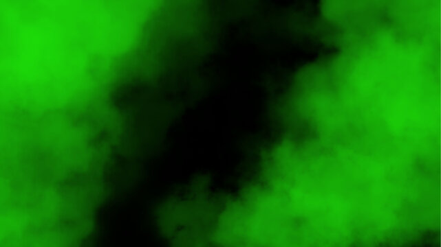 Green smoke texture on black background
