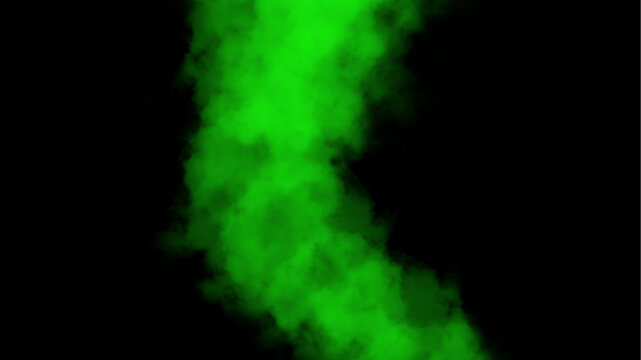 Green smoke texture on black background