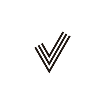 Letter v lines, geometric symbol simple logo vector