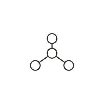 Simple molecular structure of three connected atoms icon