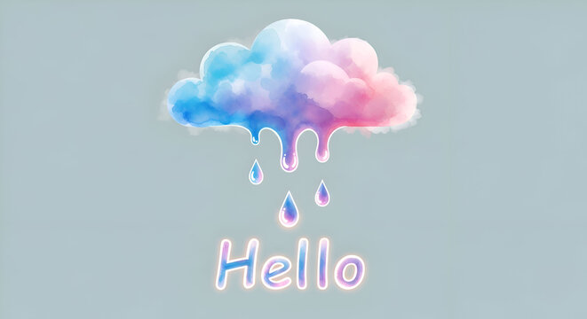 Colorful Smoke Cloud Forming Hello Text in Soft Light Abstract Composition
