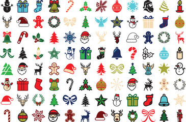 Obraz premium Set of colorful Christmas icons