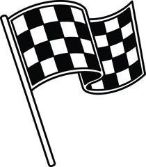 Obraz premium Checkered Flag Waving on Pole - Racing Finish Line Symbol