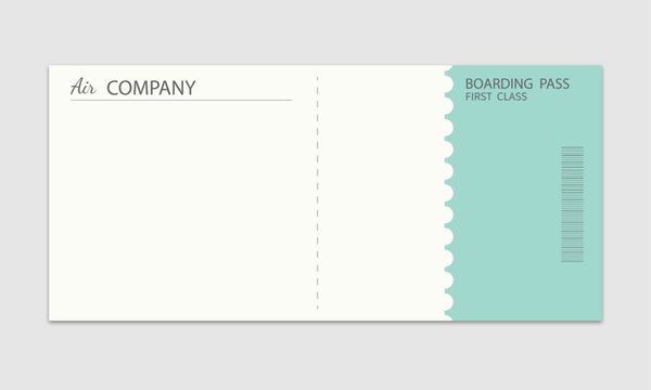Airline ticket template on a white background.