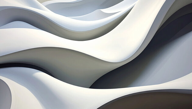 Abstract Flowing White Fabric Waves