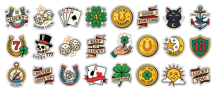 Lucky Symbols Collection: Gambling, Fortune, and Good Luck Icons
