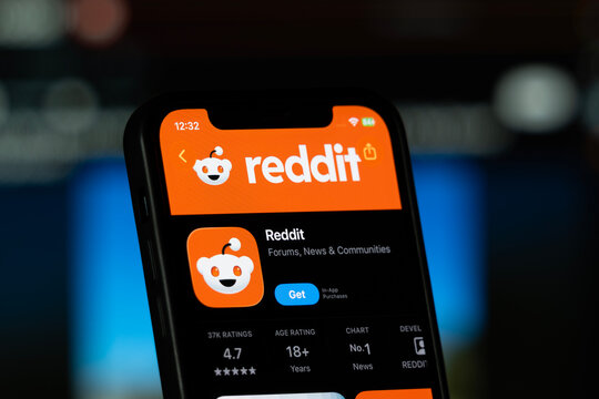 San Francisco, United States - 11 July 2026: App Store page of the Reddit app is seen on a smartphone screen.