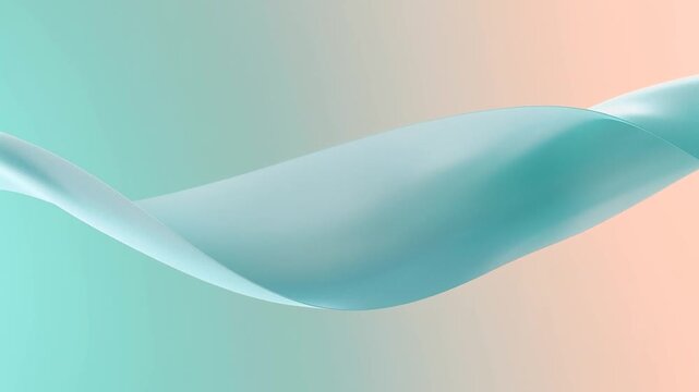 Playback starting teal ribbon moving to lower right over mint-peach gradient, shifting highlights