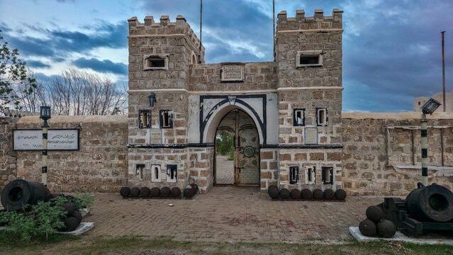 City gate at Suakin Island showcases historic coral architecture and local culture near the Red Sea coast in Sudan