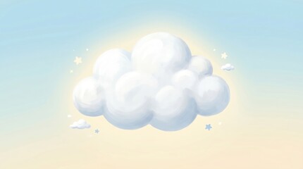 Obraz premium Soft fluffy white cloud floating in a peaceful pastel sky