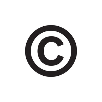 Copyright symbol silhouette icon vector flat design.