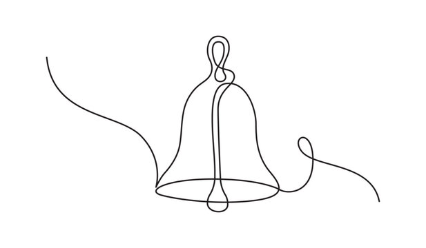 Handbell illustration with a simple line drawing design School Ringing Bell Minimalist Continuous One Line Art Monoline Vintage Service Symbol