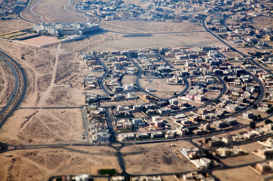 Overview of apartment houses in Dubai showcasing urban layout in a desert environment of the United Arab Emirates