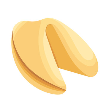 Single Fortune Cookie Sweet Snack Illustration Isolated on White Background