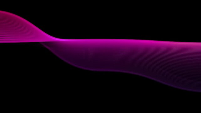 Multicolored waves on a black background. Colorful circular vector wave. Linear wave, flow graphic shape. Digital, smooth water surface background.