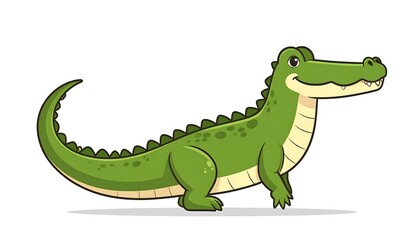 Fototapeta premium Green dinosaur character walking on hind legs.