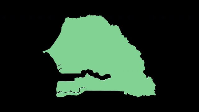 Senegal green 3D map spin perfect 10 second loop black background