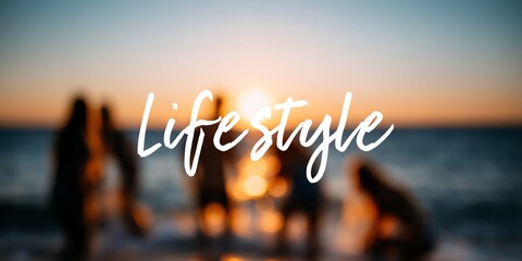 A group of silhouettes enjoying a sunset on the beach, embodying a carefree lifestyle © Tondone