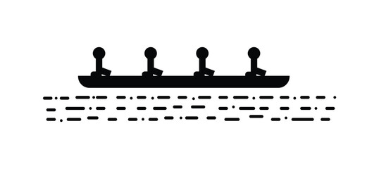 Rowing Team in Boat Icon Vector In Black Color With White Background. Crew Sport Illustration. © AliRazaSafdar