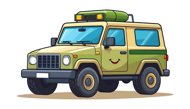 Happy cartoon school bus with smiling face illustration.