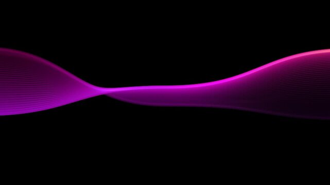 Multicolored waves on a black background. Colorful circular vector wave. Linear wave, flow graphic shape. Digital, smooth water surface background.