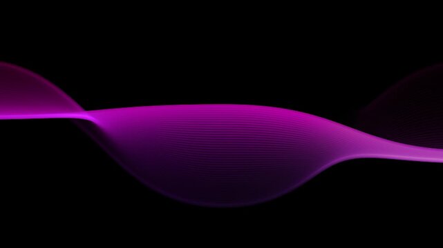 Multicolored waves on a black background. Colorful circular vector wave. Linear wave, flow graphic shape. Digital, smooth water surface background.