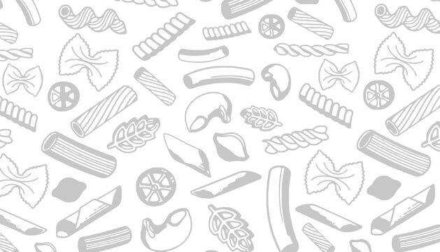 Pasta shapes seamless pattern background illustration