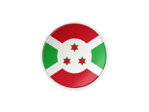 Burundi flag icon, 3d glossy circular button isolated on transparent background