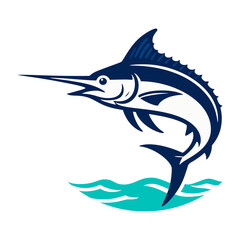 Naklejka premium Blue Marlin Fish Vector Illustration Cartoon Ocean Wildlife Animal Logo Icon Design with Clean Silhouette Style