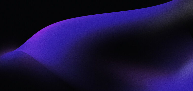 Purple blue abstract gradient wave texture dark background neon smooth flowing shape with soft grain and shadow