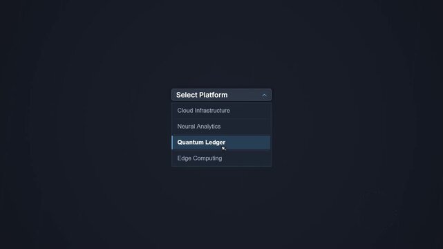 Cursor selecting options from a digital drop down menu on a screen