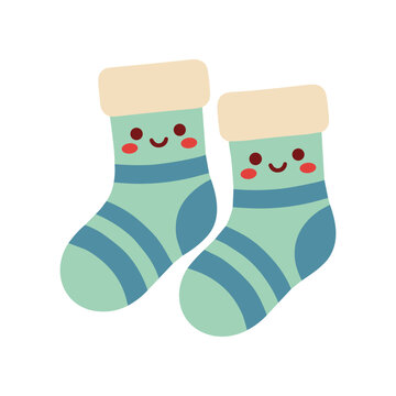 Colorful cartoon socks with smiley faces.