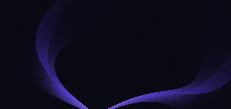 Abstract purple wave dark background gradient flowing luminous curve on black space with modern minimal style and soft light