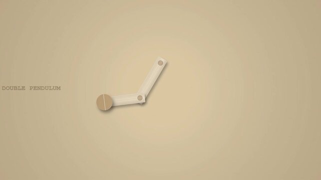 Physics experiment showing a double pendulum motion against beige background