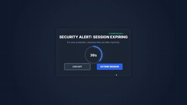 Session Expiring Security Alert Popup Interface Countdown Timer