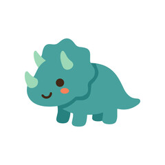 Cute cartoon triceratops dinosaur smiling. © daksarupa