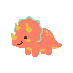 Cute Cartoon Triceratops Dinosaur Character. © daksarupa