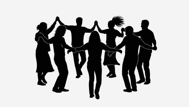 People dancing in a circle formation.