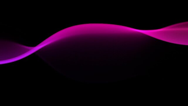 Multicolored waves on a black background. Colorful circular vector wave. Linear wave, flow graphic shape. Digital, smooth water surface background.