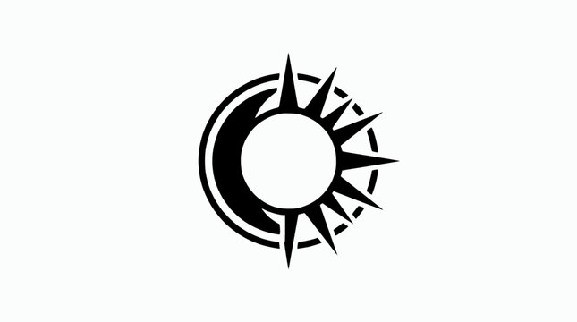 Stylized Sun and Crescent Moon Symbol Icon