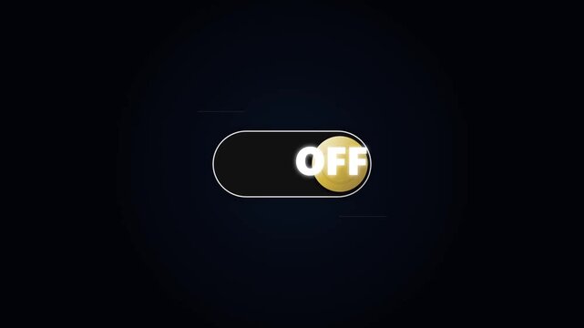 Digital toggle switch animation turning off on a dark background
