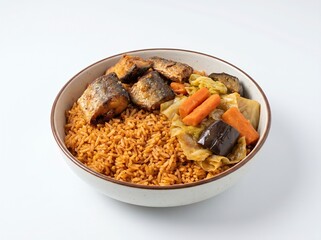 Fototapeta premium Gambia's Traditional Benachin Dish with Vegetables