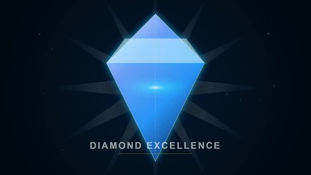 Abstract Blue Diamond Shape Glowing with Radial Light Rays Background