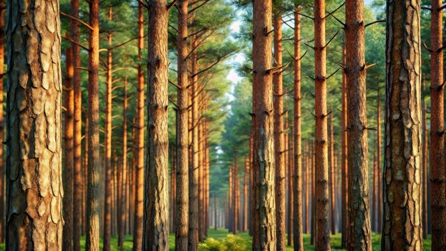 Pine tree trunks and branches