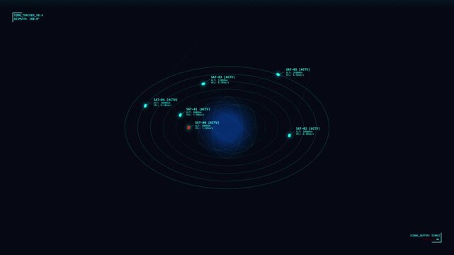 Digital Satellite Tracking Interface With Glowing Orbital Paths