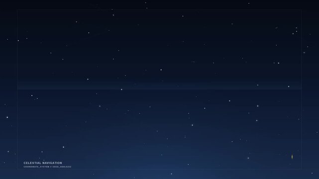 Digital celestial navigation overlay with stars in outer space background