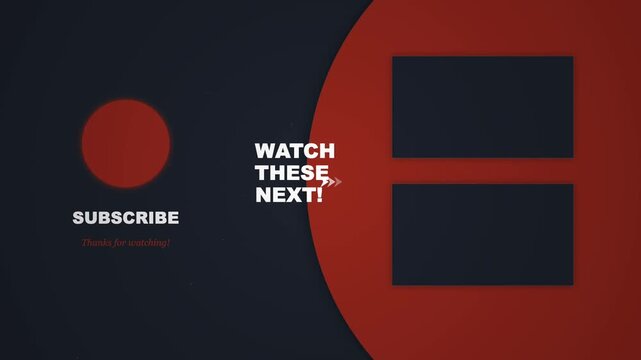 Minimalist Dark And Red End Screen Template For Video