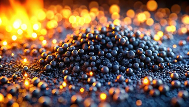 Activated carbon granules abstract background macro shot selective focus