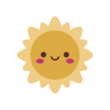 Smiling Cartoon Sun Face Closeup.