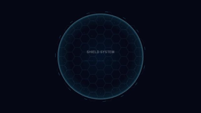 Futuristic digital shield system hud interface with holographic scan
